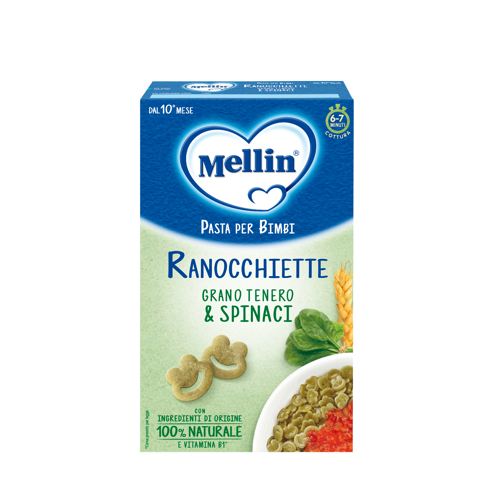 MELLIN RANOCCHIETTE CON GRANO TENERO E SPINACI
