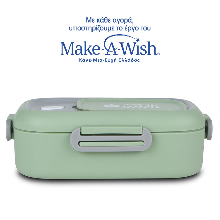 Rectangular stainless steel lunch box "We Care", green 800ml