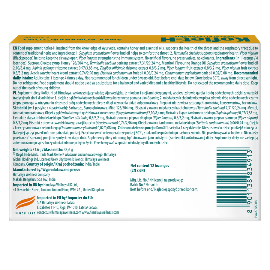 KOFLET-H ORANGE 12 LOZENGES