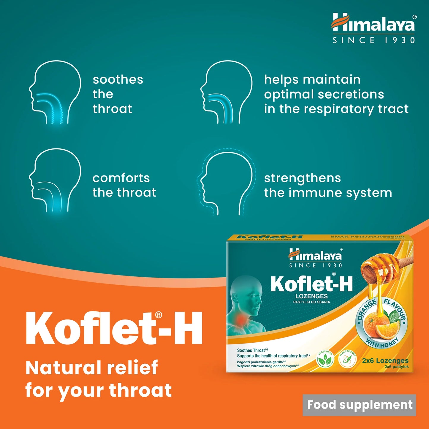 KOFLET-H ORANGE 12 LOZENGES