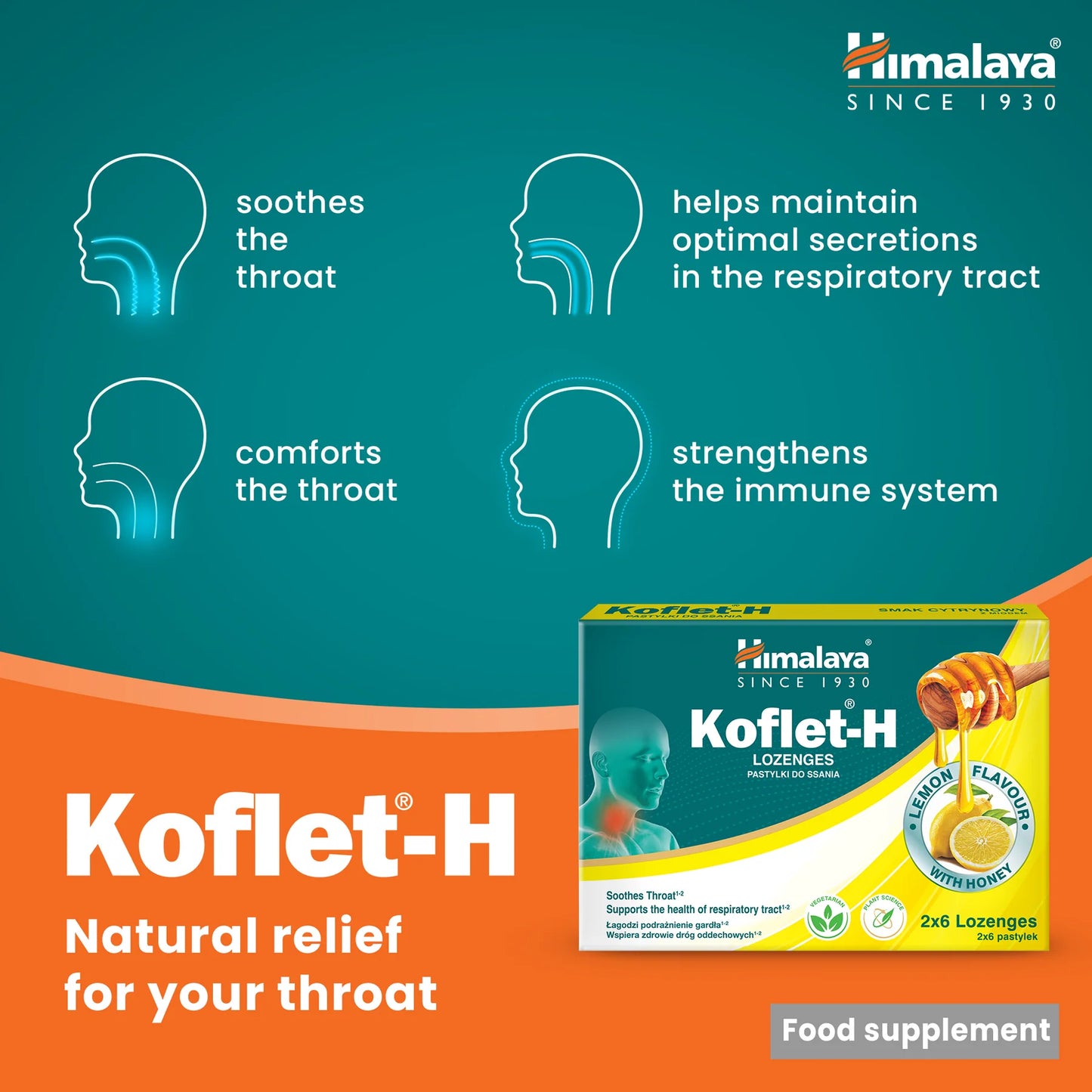 KOFLET-H LEMON 12 LOZENGES