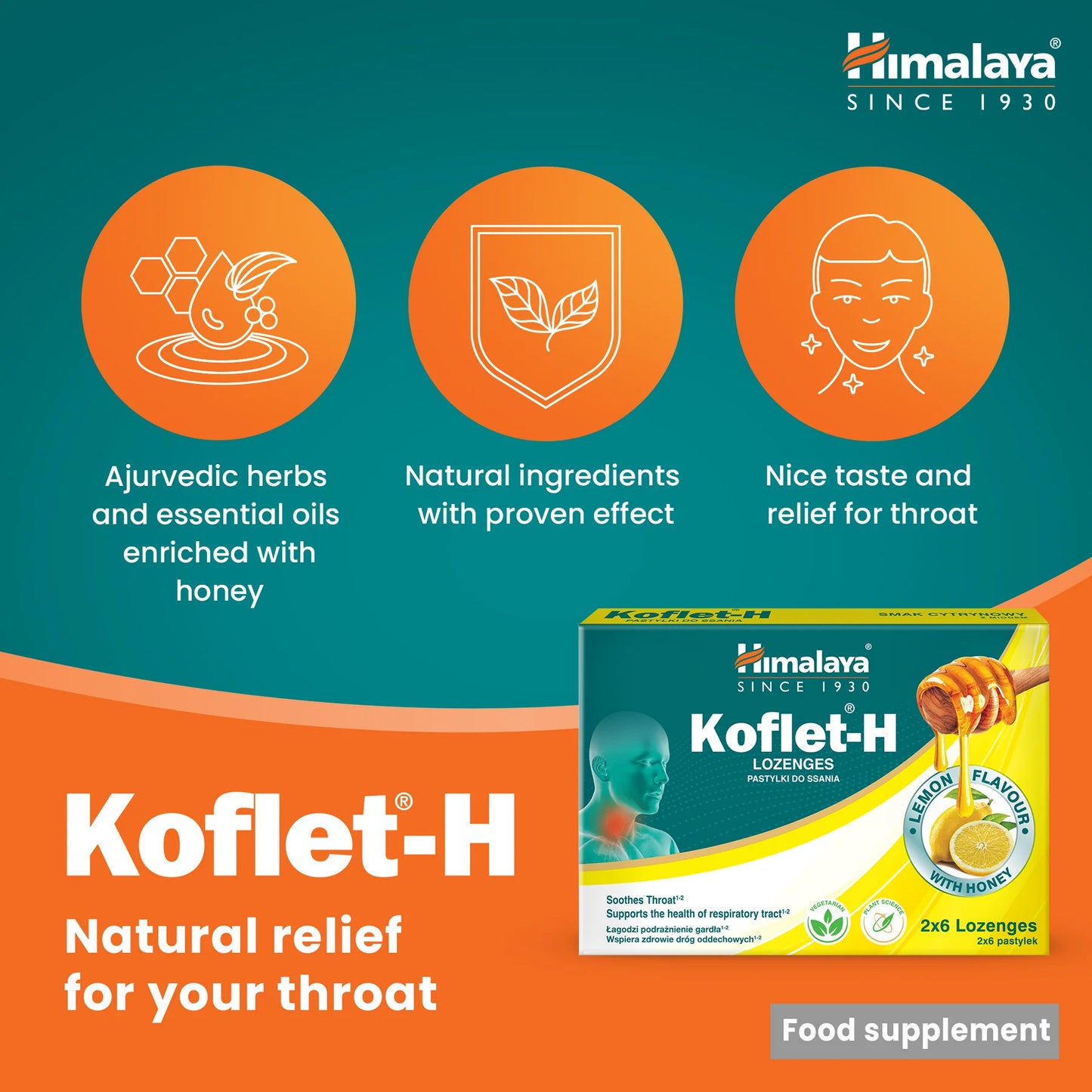 KOFLET-H LEMON 12 LOZENGES