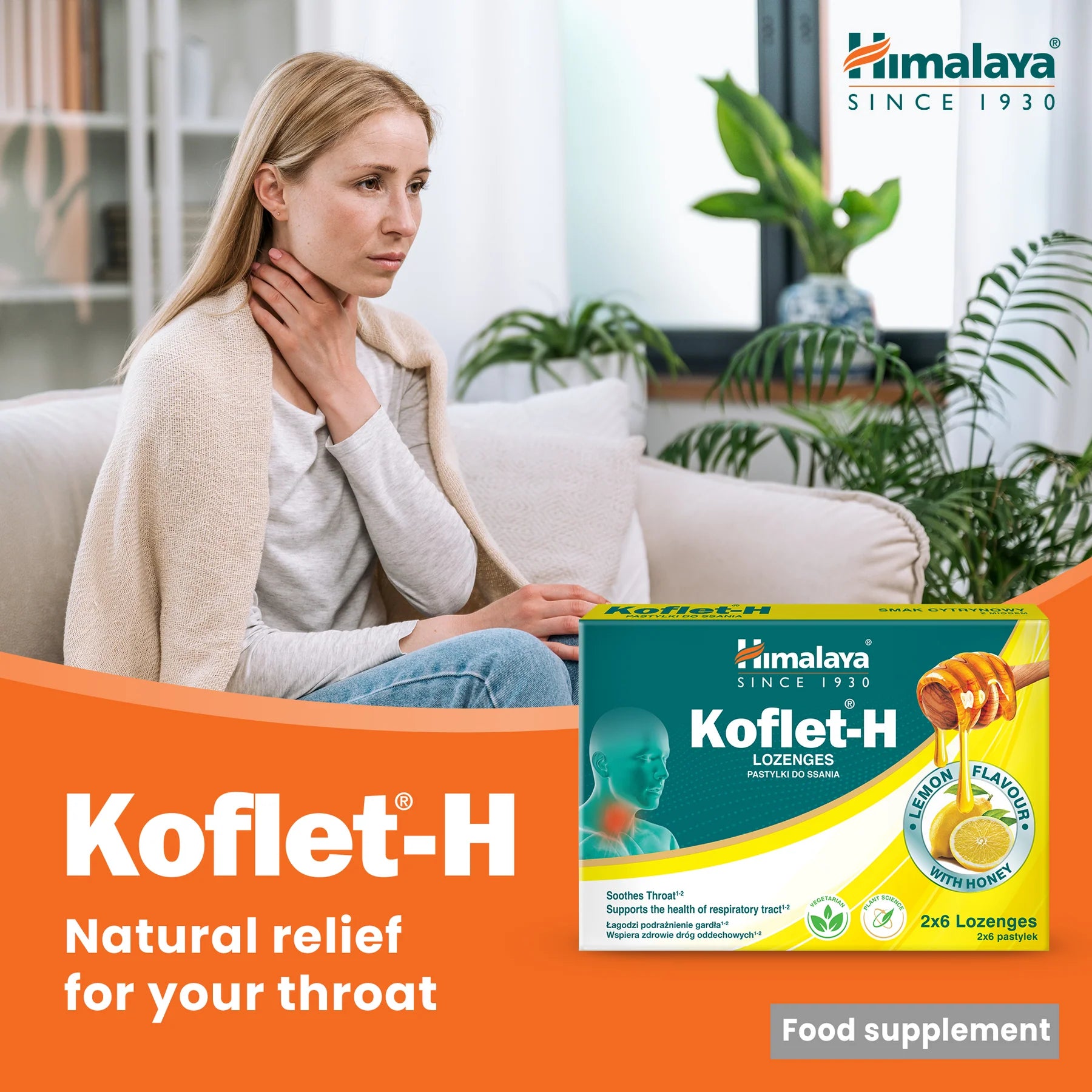 KOFLET-H LEMON 12 LOZENGES