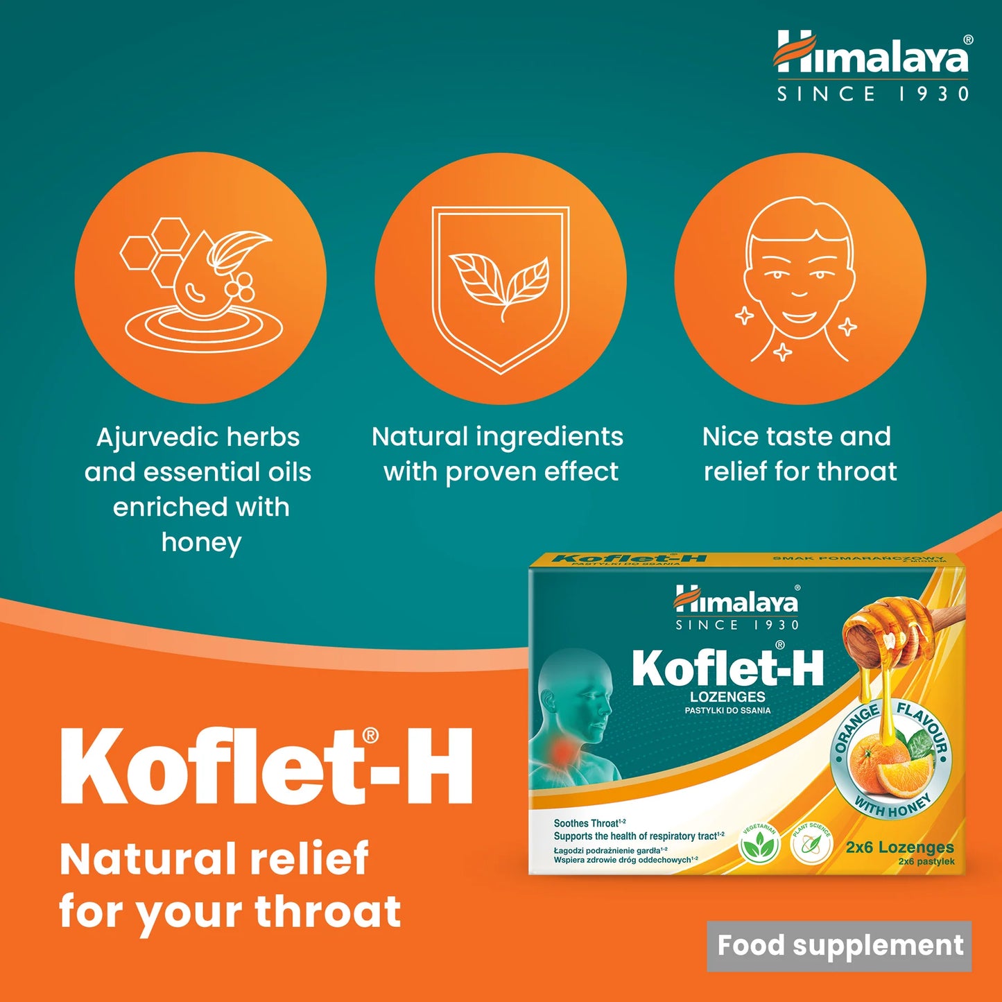 KOFLET-H ORANGE 12 LOZENGES