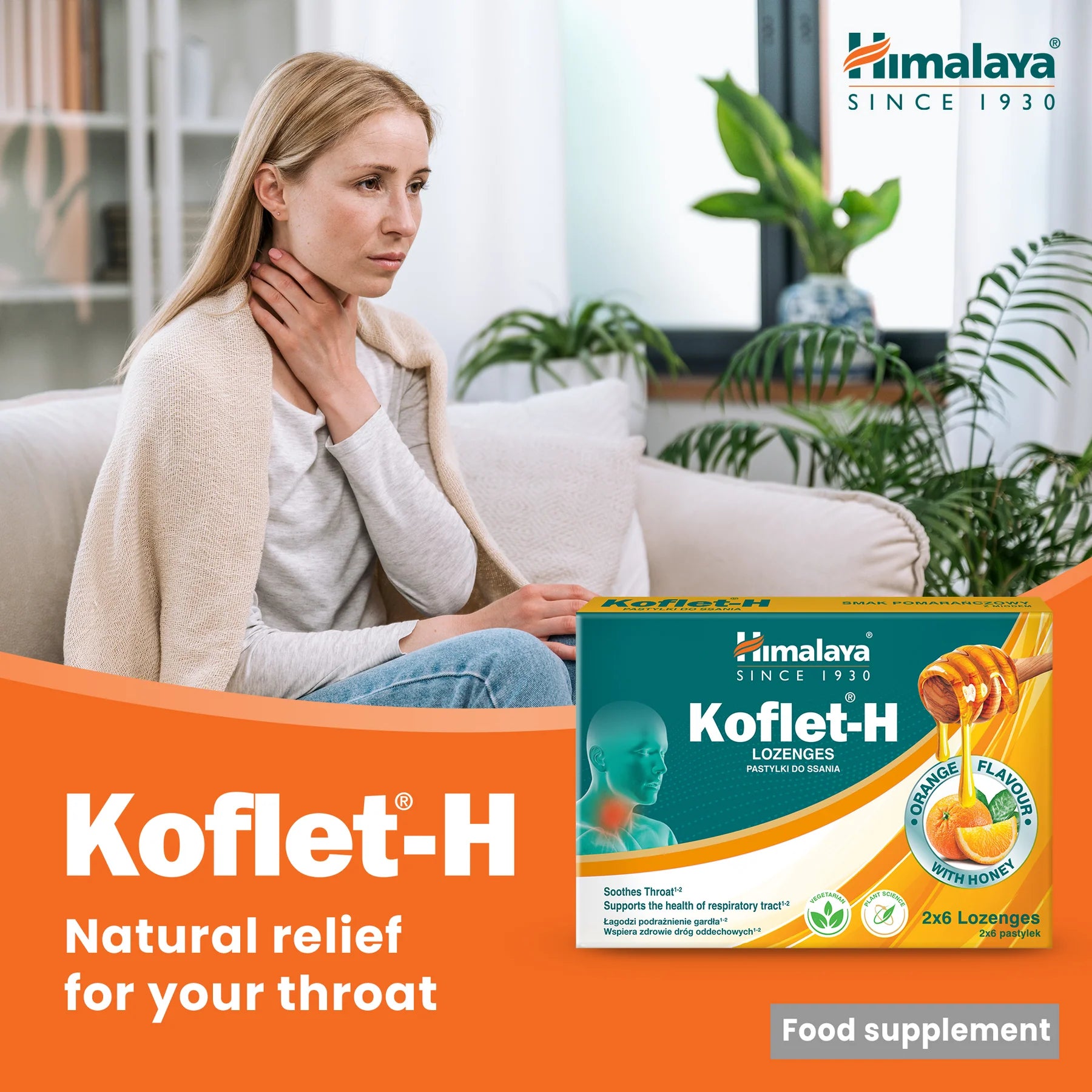KOFLET-H ORANGE 12 LOZENGES
