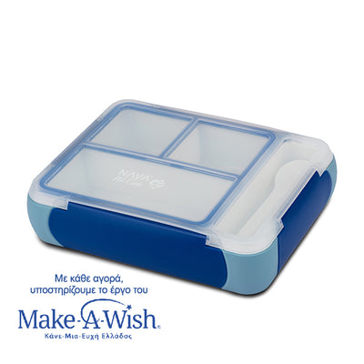 Rectangular plastic food container Bento"We Care", blue 800ml