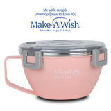 Round stainless steel insulated lunch box "We Care", pink 850ml