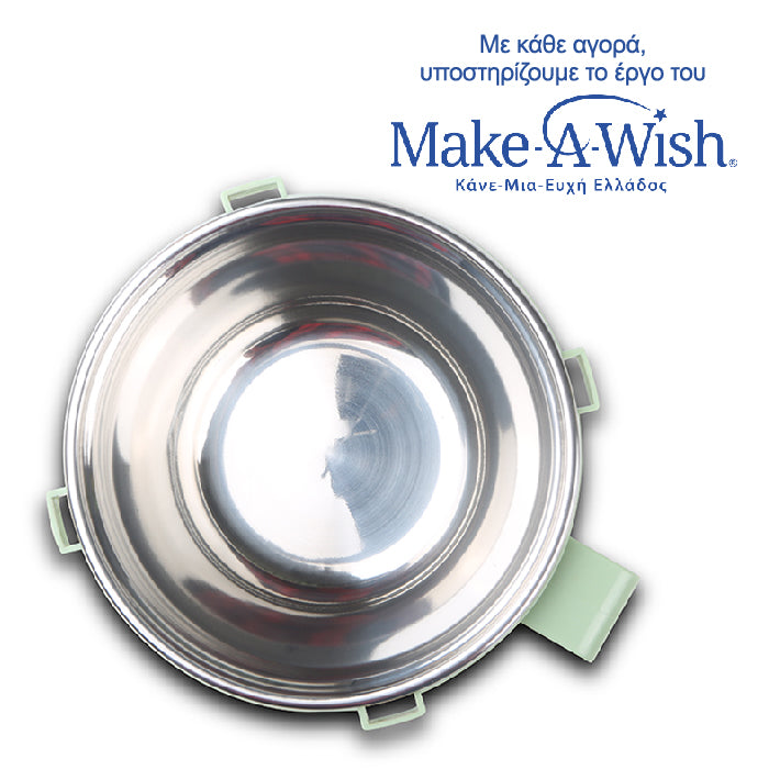 Round stainless steel insulated lunch box "We Care", green 850ml