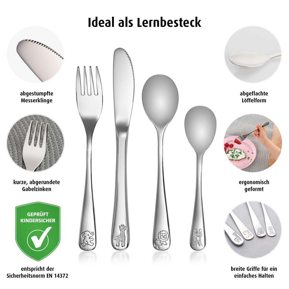 Growing Stainless steel cutlery set, 4 pcs