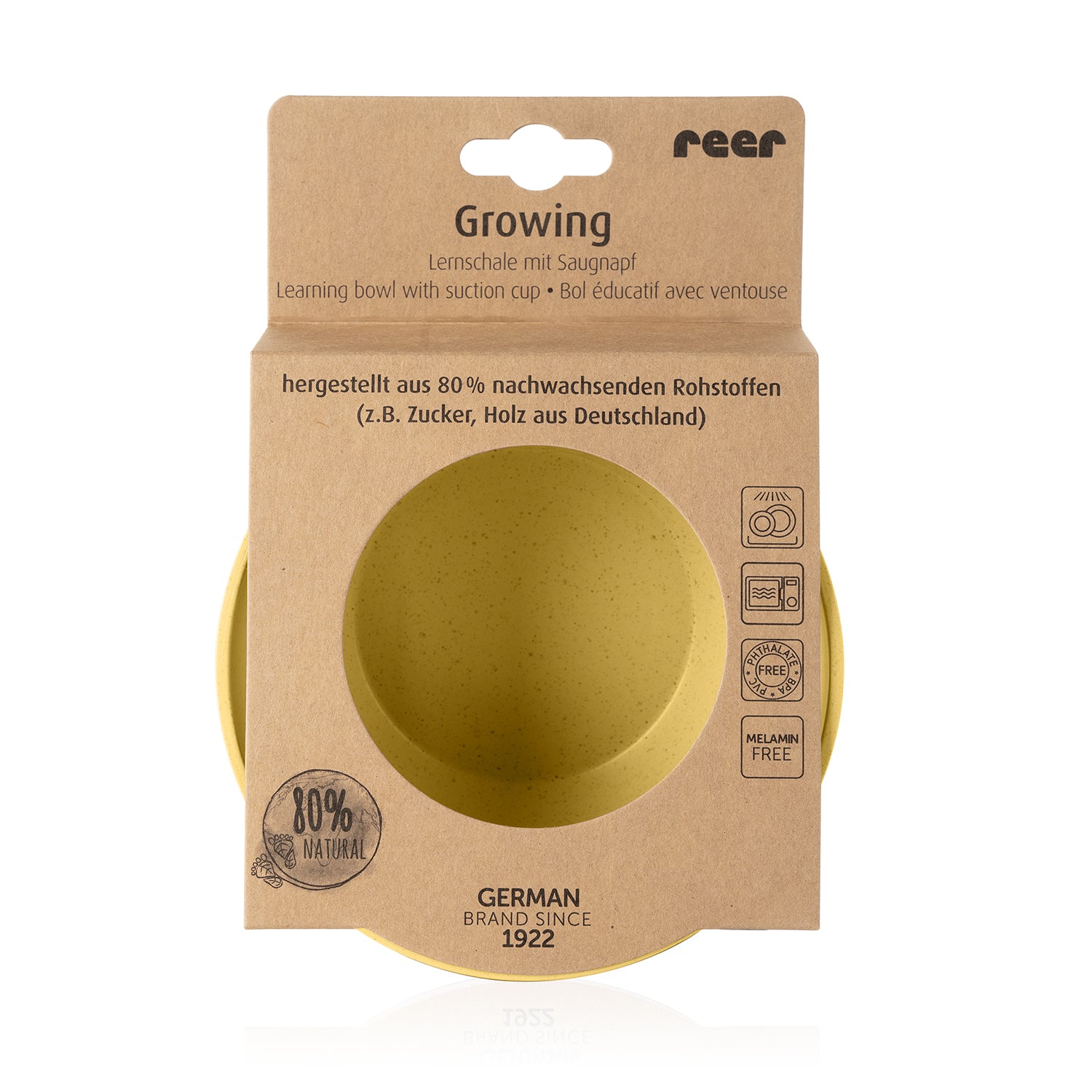 Growing Learning bowl with suction cup, yellow