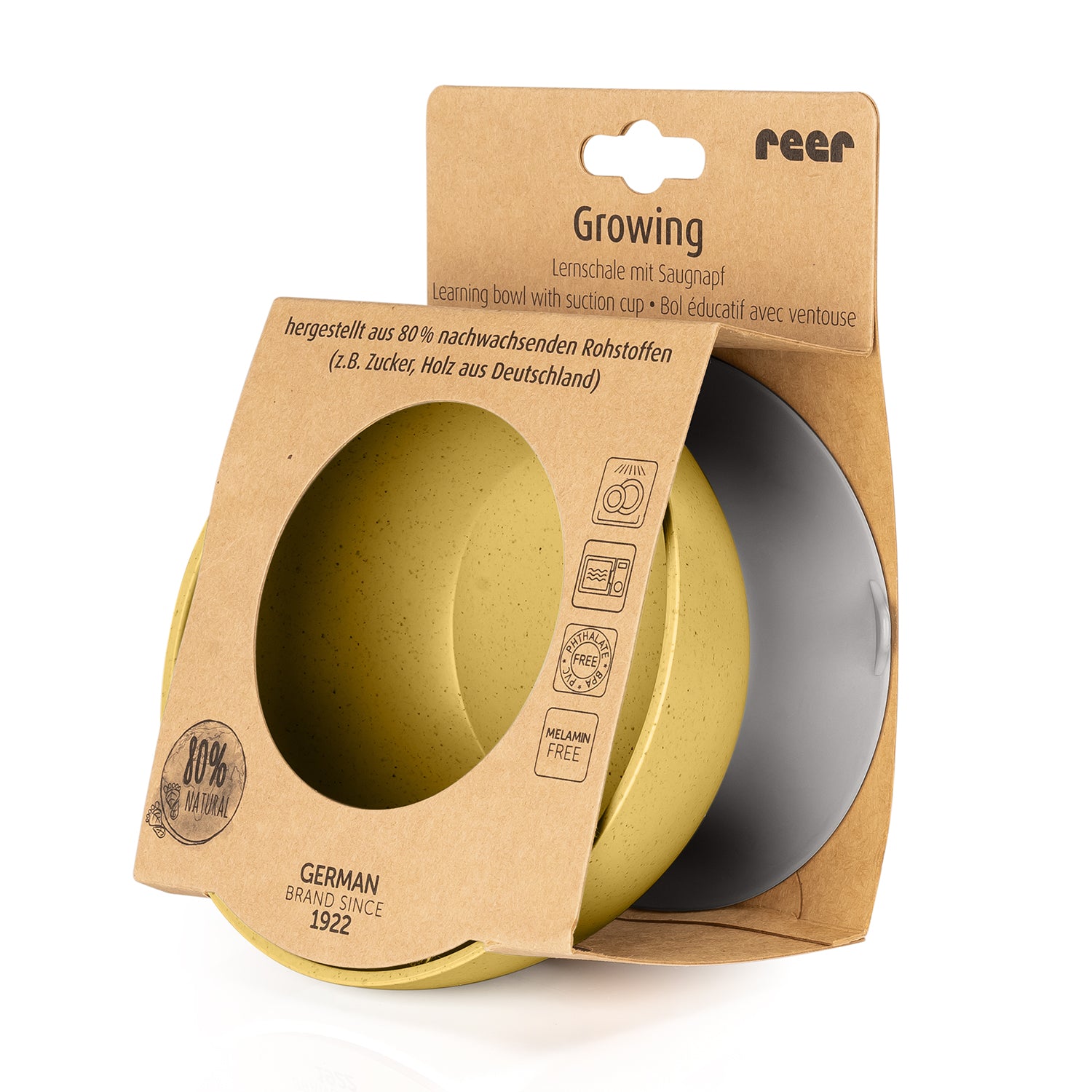 Growing Learning bowl with suction cup, yellow