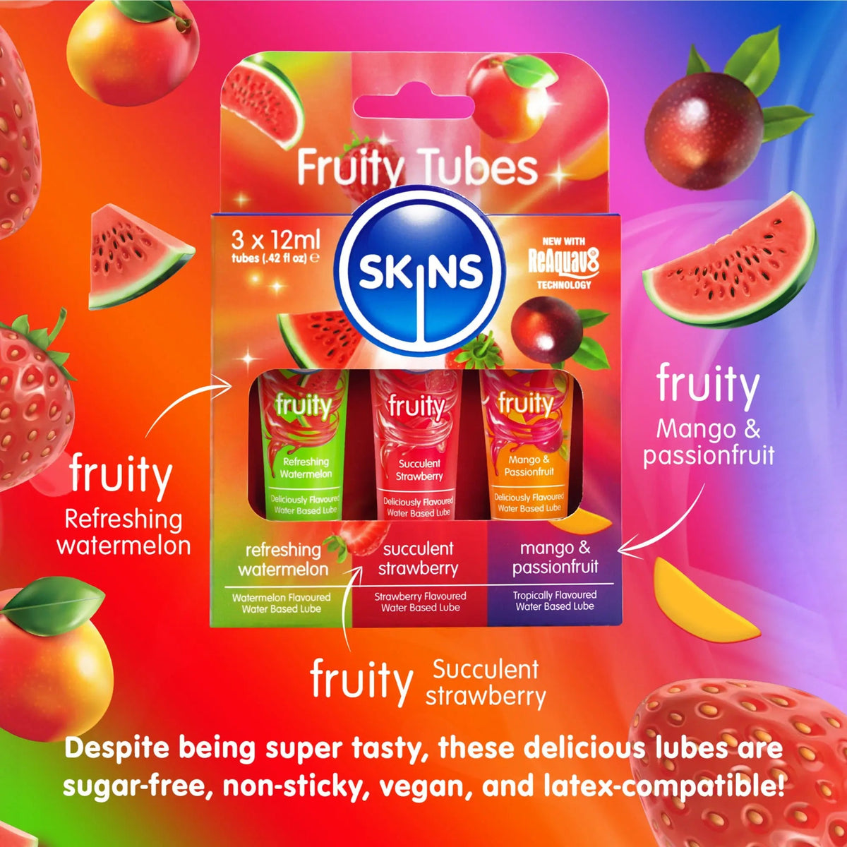 Skins Fruity Lubes Sampler Tubes (3 x 12ml)