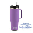 Stainless steel insulated travel mug with plastic straw "We Care", lilac 900ml