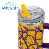 Stainless steel thermos tumbler with sip straw "We Care", Yellow Print 900ml