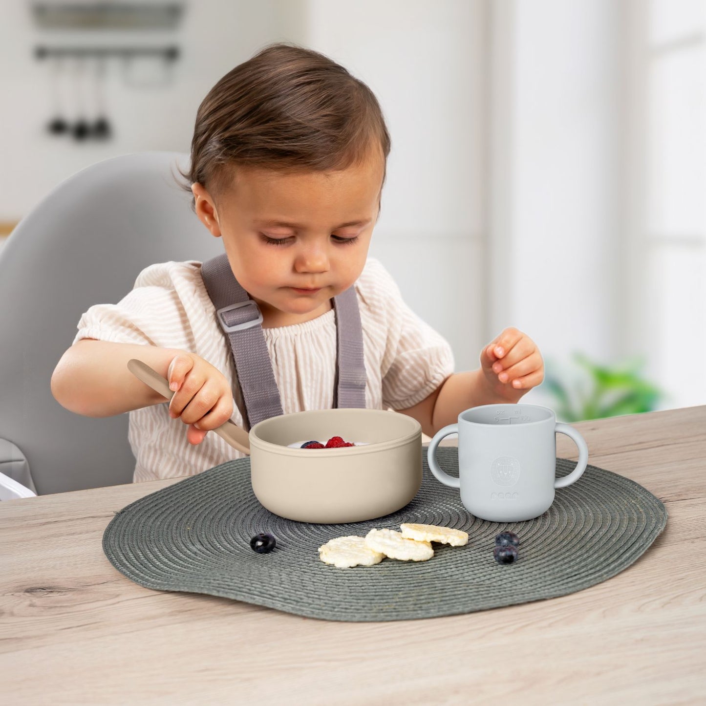 Silicone cutlery set 4-piece, beige