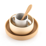 Silicone cutlery set 4-piece, beige