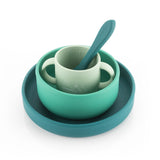 Silicone cutlery set 4-piece, green