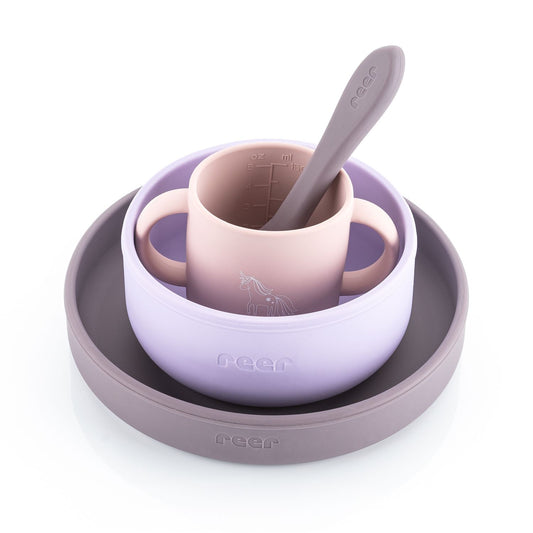 Silicone cutlery set 4-piece, purple