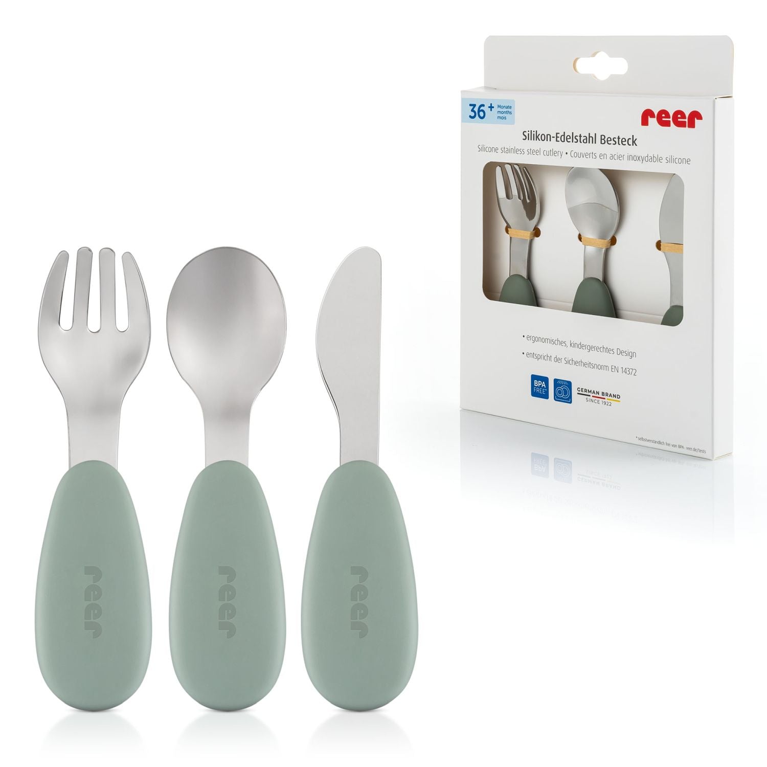 Silicone stainless steel cutlery, 3-piece