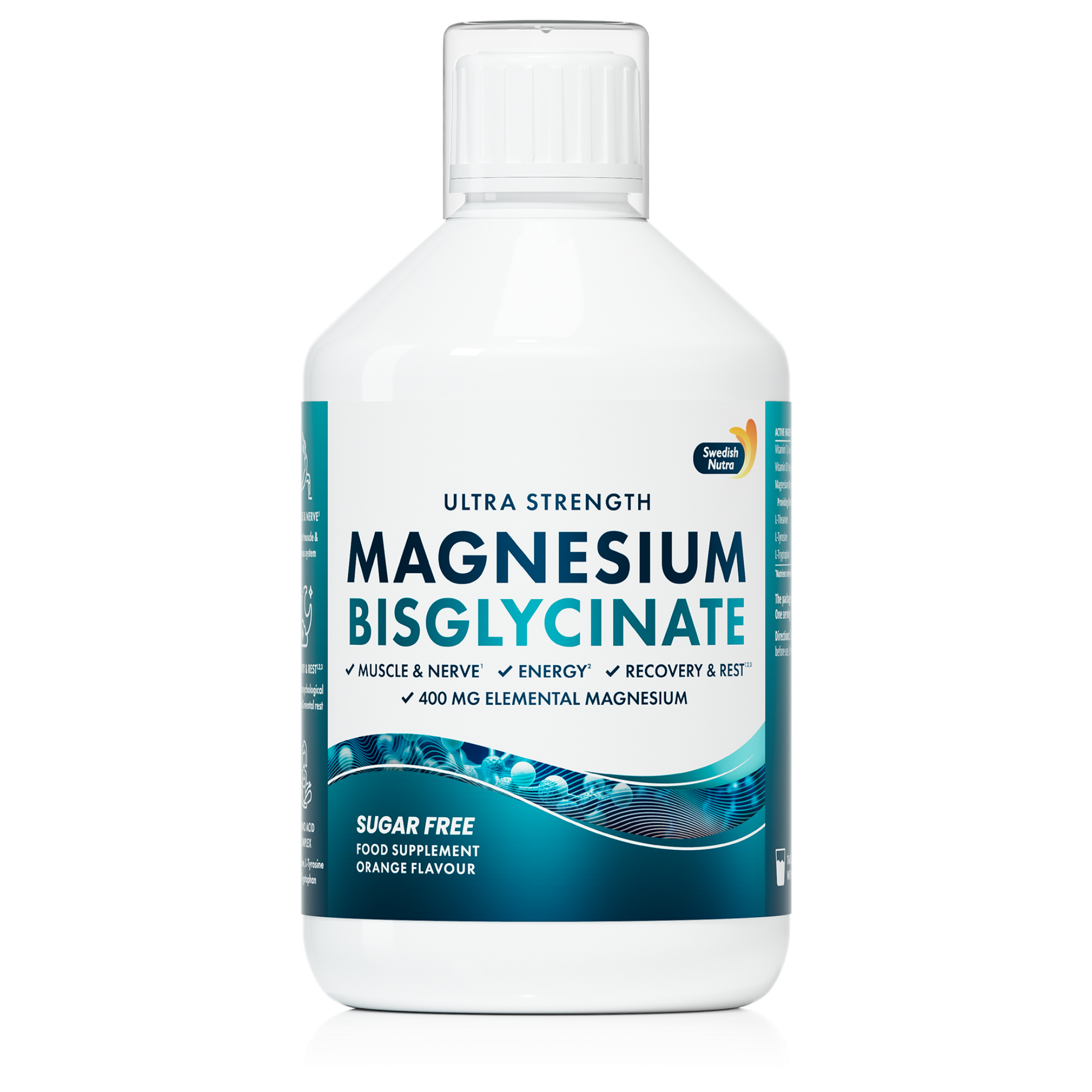 Swedish Nutra - skystas magnio bisglicinatas su L-teaninu ir L-triptofanu, 500 ml