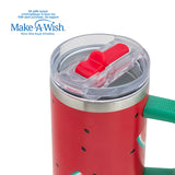Stainless steel thermos tumbler with sip straw "We Care", Watermelon 900ml