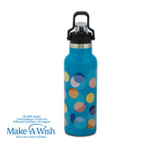 Stainless steel vacuum travel bottle with pouring lid "We Care", Color Dots 500ml