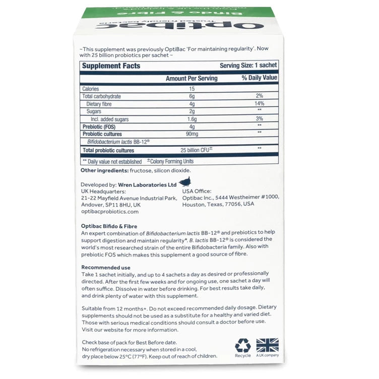 Optibac Bifido & Fibre Probiotics *10 bustina