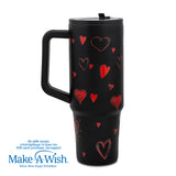 Stainless steel thermos tumbler with plastic straw "We Care", Love 900ml