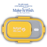 Rectangular stainless steel lunch box "We Care", yellow 800ml