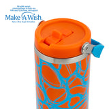Stainless steel thermos tumbler with sip straw "We Care", Blue Print 900ml