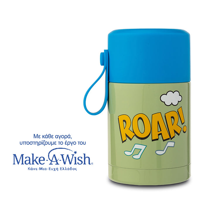 Round stainless steel insulated lunch box "We Care", green 400ml