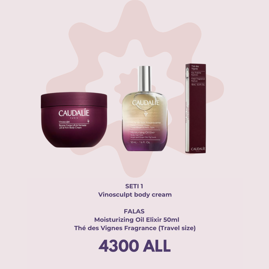 Caudalie Set Vinosculpt Body Cream + (Moisturizing Oil Elixir + The Des Vignes Fragrance) FALAS
