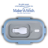 Rectangular stainless steel lunch box "We Care", blue 800ml