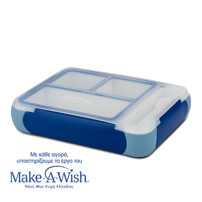 Rectangular plastic food container Bento"We Care", blue 800ml