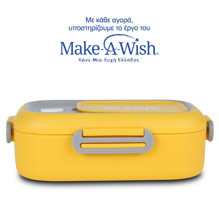 Rectangular stainless steel lunch box "We Care", yellow 800ml