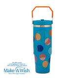 Stainless steel thermos tumbler with sip straw "We Care", Color Dots 900ml