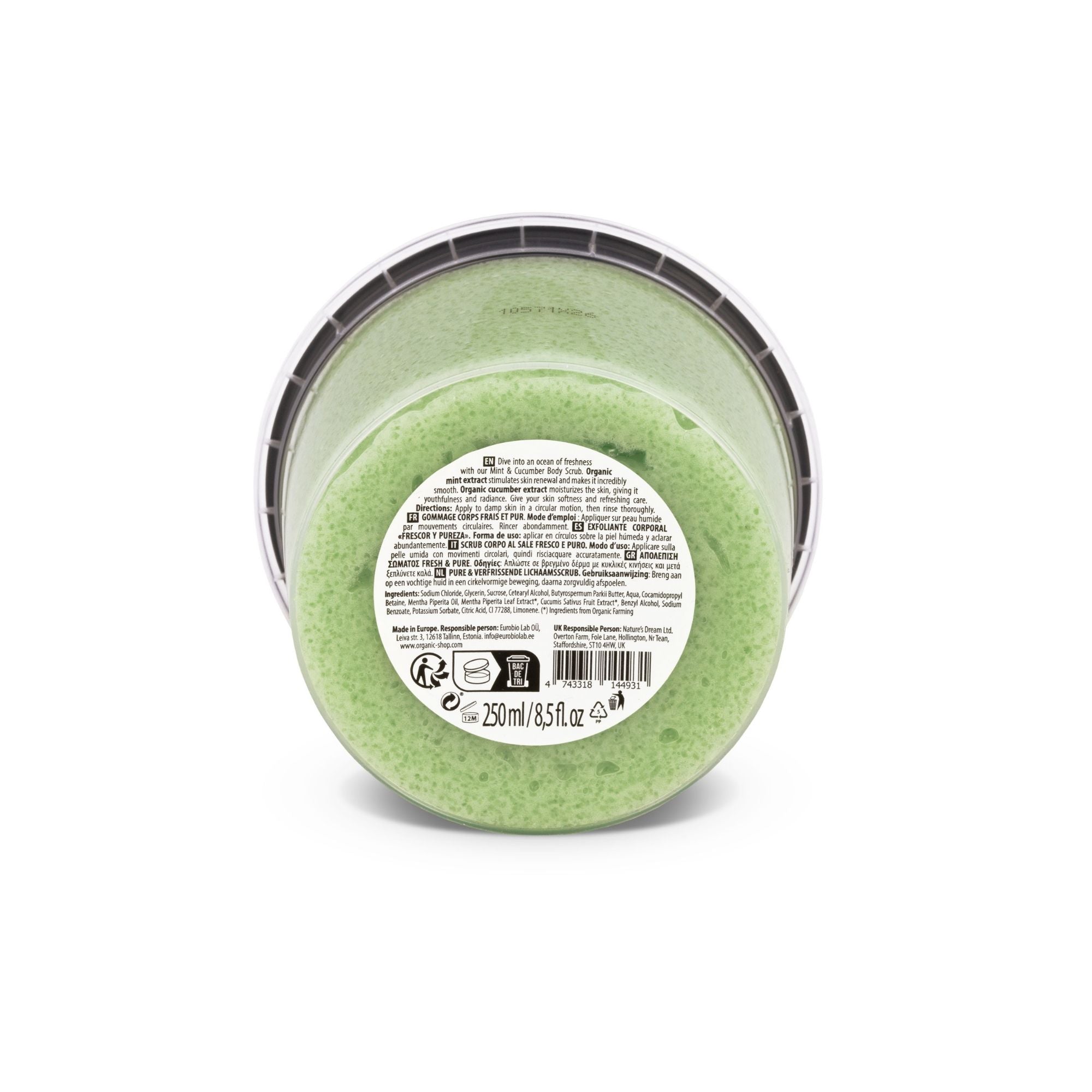 Organic Shop Fresh & Pure Exfoliating Salt Body Scrub Mint and Cucumber (250ml)