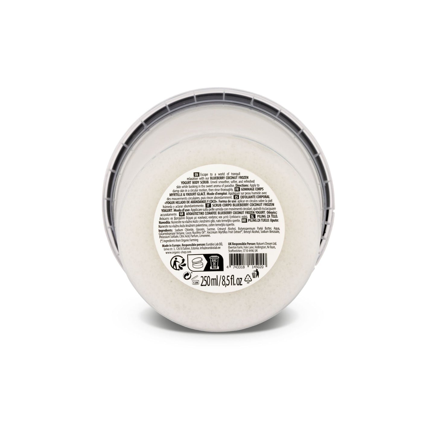 Organic Shop Blueberry Coconut Frozen Yogurt Sugar Body Scrub (250ml)