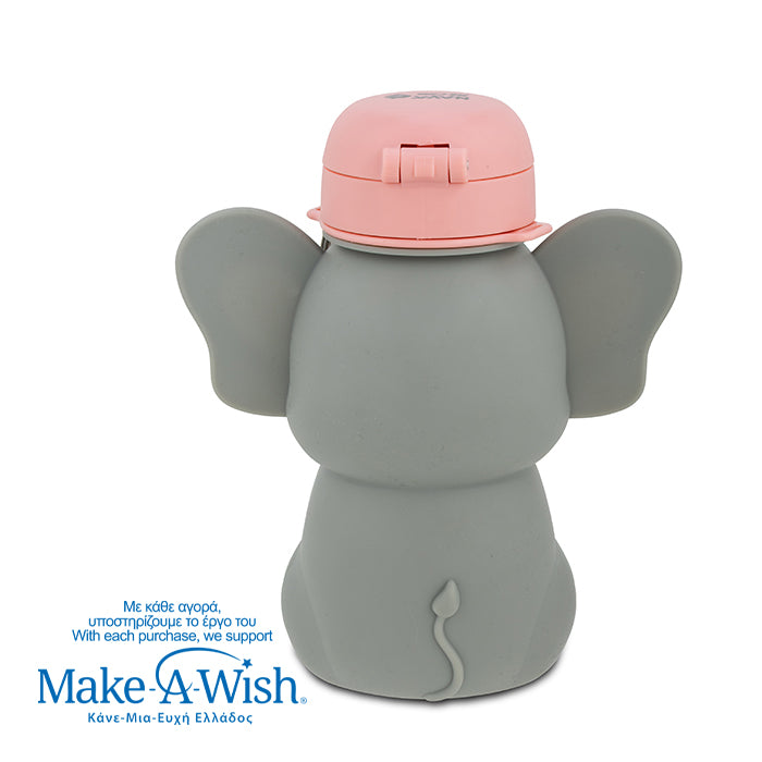 Silicon water bottle "We Care", gray elephant 600ml