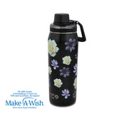 Stainless steel thermos bottle with spout "We Care", Black Floral 500ml