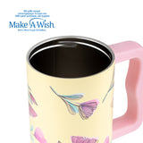 Stainless steel thermos tumbler with plastic straw "We Care", Cream Floral 900ml