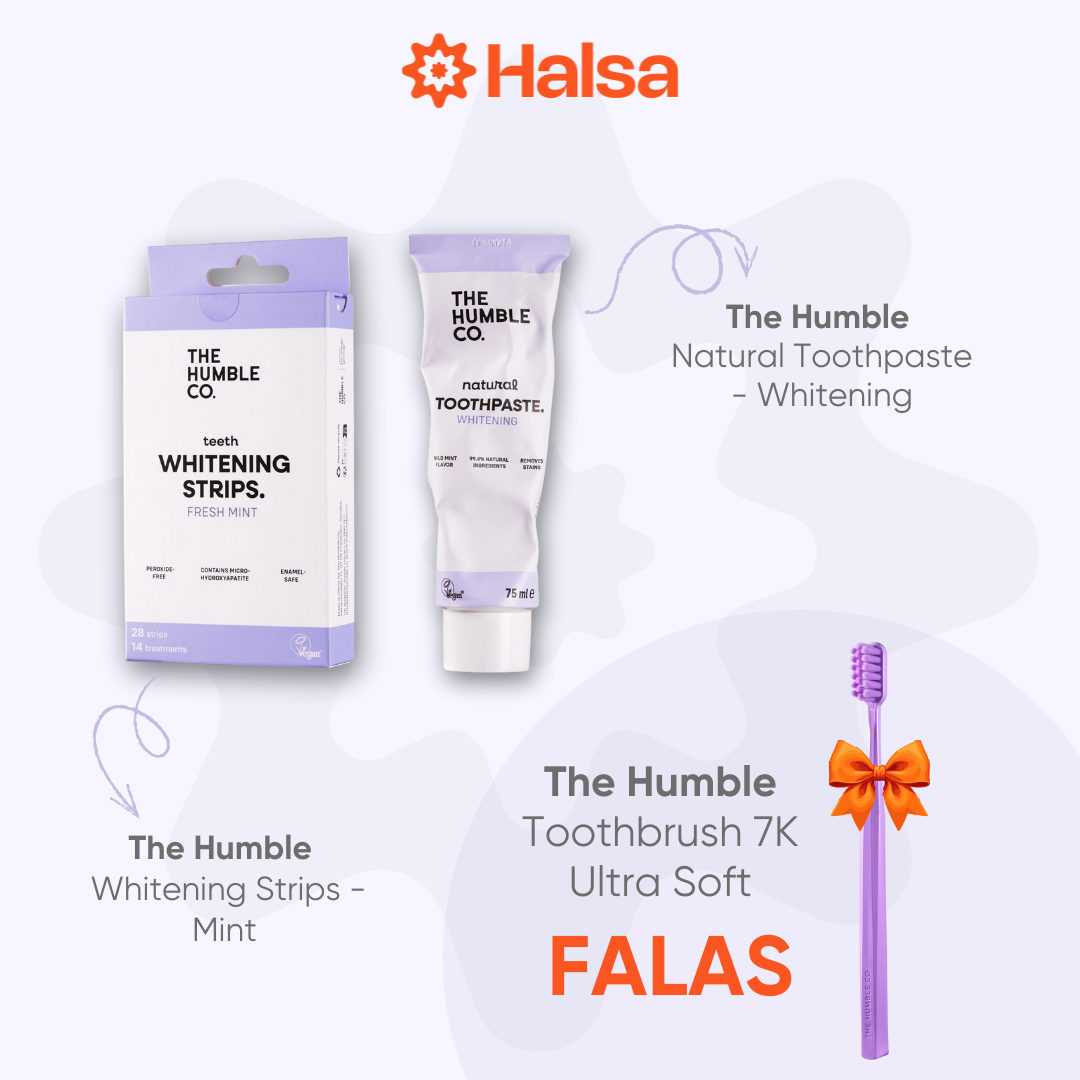 The Humble Set - Whitening Strips + Whitening Toothpaste + Toothbrush 7K Ultra Soft (Falas)