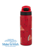 Stainless steel vacuum travel bottle with straw "We Care", Watermelon 500ml