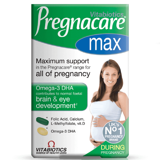 Pregnacare MAX - Suplementi Prenatal Avancuar me Acid Folik dhe Omega-3 ,Pako me 84 Tableta - Halsa