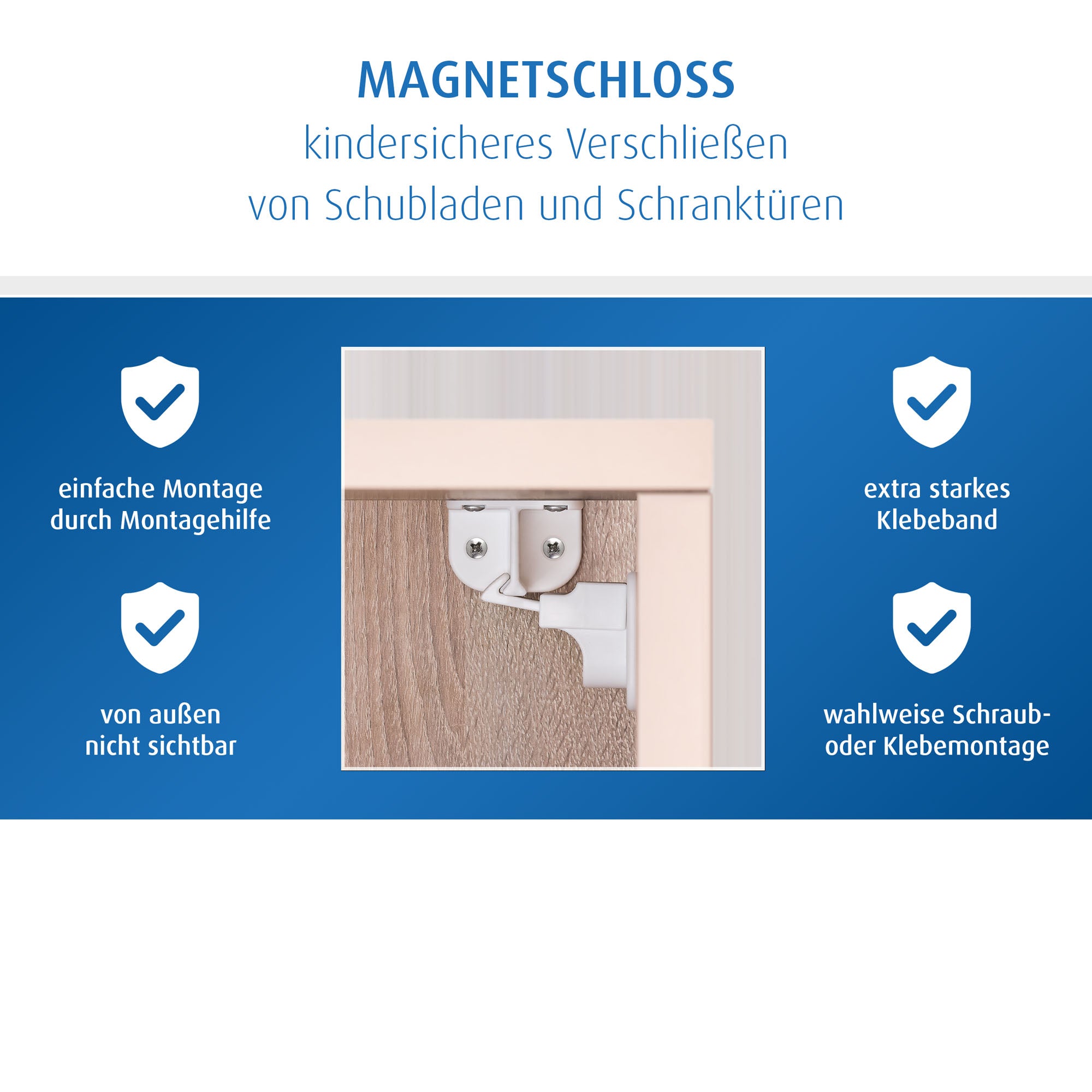 Magnetic lock with mounting aid, 1 piece