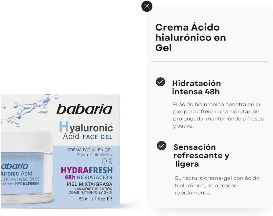 BABARIA Hyaluronic Acid Cream EN Gel Facial 50 ml