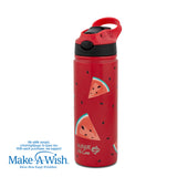 Stainless steel vacuum travel bottle with straw "We Care", Watermelon 500ml