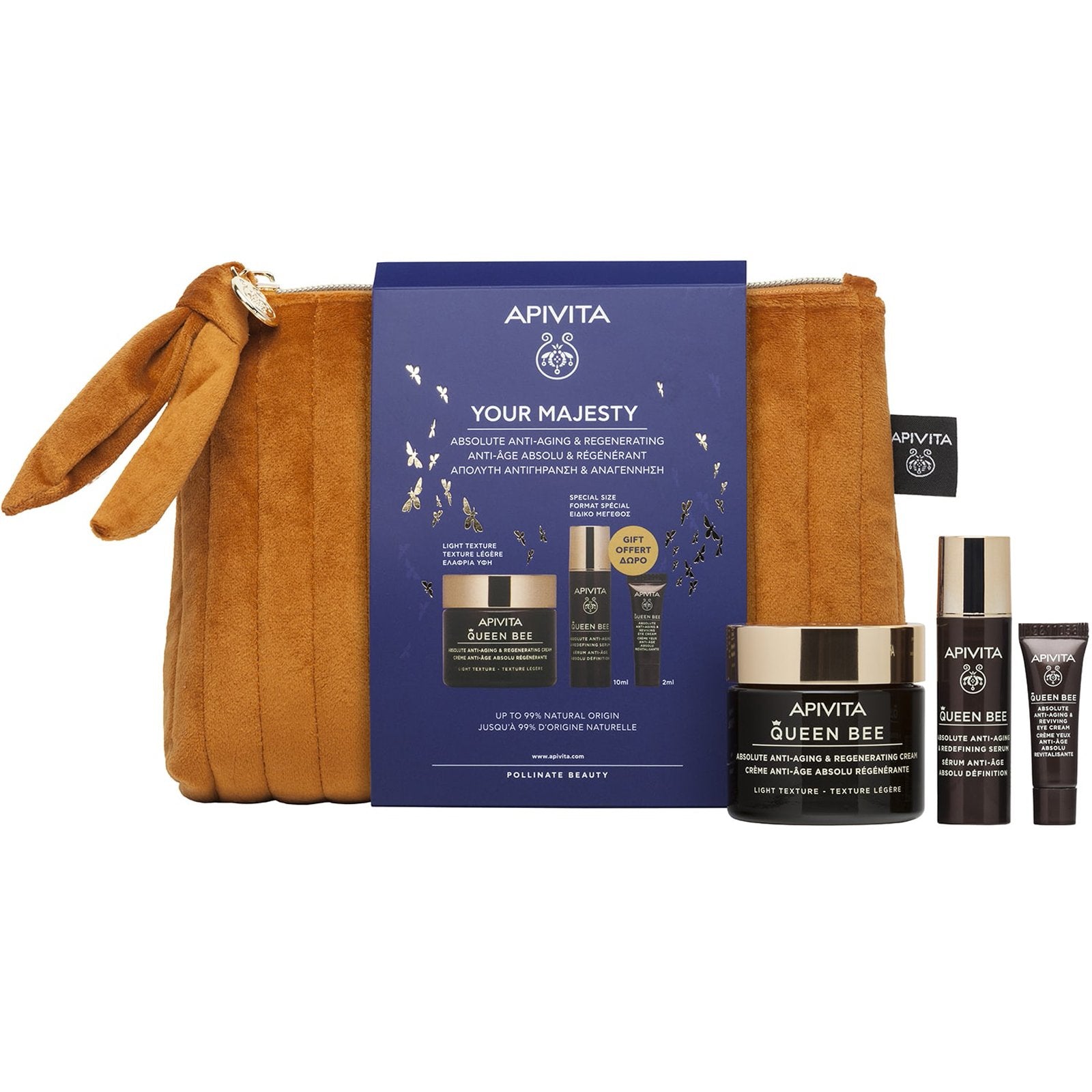 Apivita Promo Queen Bee Absolute Anti-Aging Regenerating Light Texture Face Cream 50ml & Δώρο Redefining Serum 10ml & Δώρο Reviving Eye Cream 2ml & Νεσσεσέρ