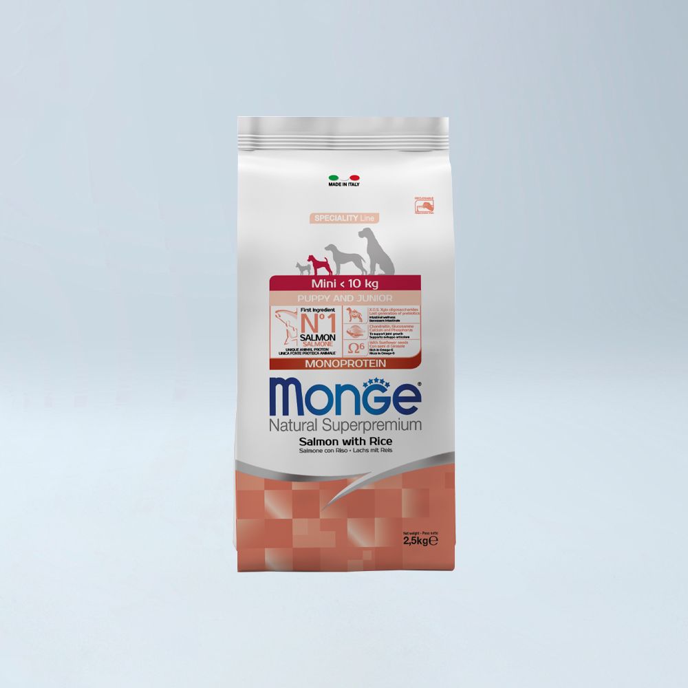 MONGE - Mini Puppy/Junior MONO Salmon & Oriz 2.5 kg