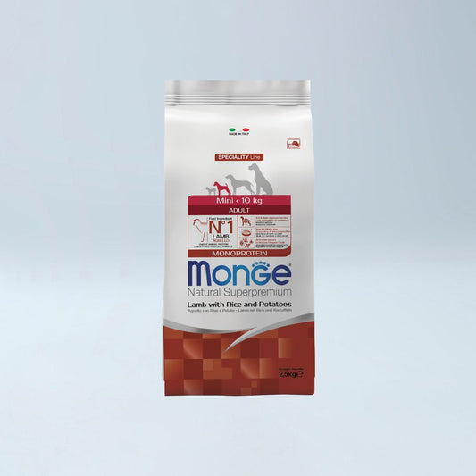 MONGE - Mini Adult MONO Qengj, Oriz & Patate 2.5 kg